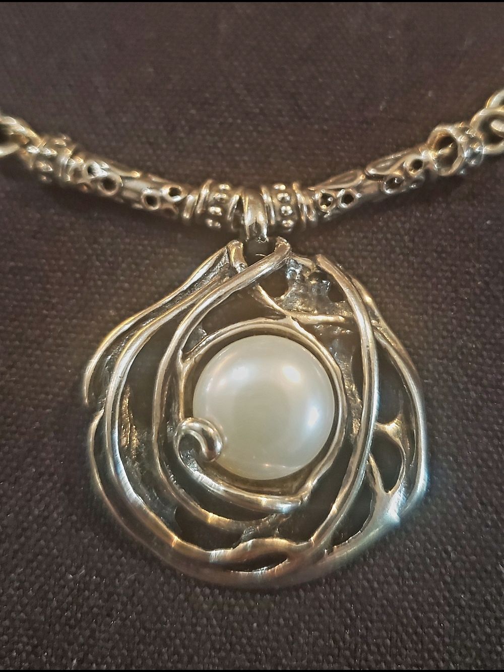PZ 925 Sterling Silver Pearl Pendant Necklace